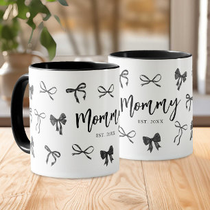 Black Bow Mummy Year Established Mug