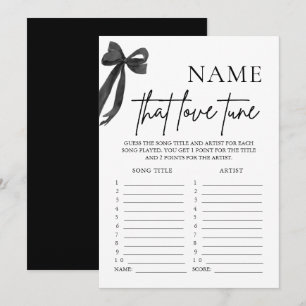 Black Bow Name That Love Tune Bridal Shower Game Invitation