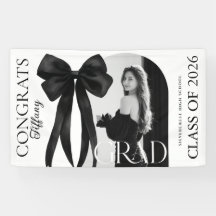 Black Bow Photo Graduation Banner