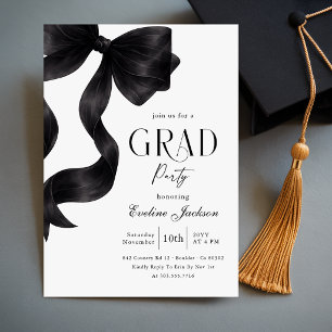 Black Bow Photo Graduation Grad Party Invitation