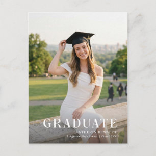 Black Bow Photo Graduation Grad Party Invitation Postcard