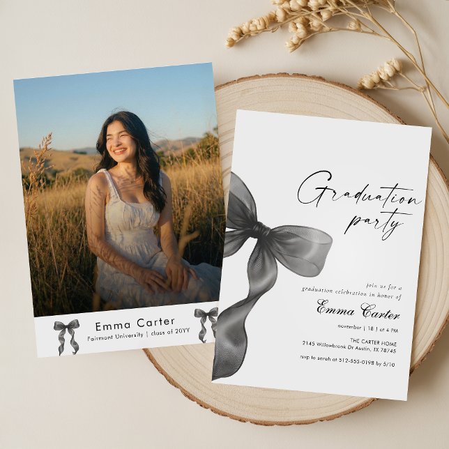 Black Bow Photo Graduation Invitation (Creator Uploaded)