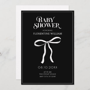 Black bow ribbon Baby shower Invitation