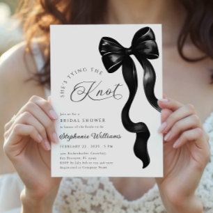Black Bow Ribbon Bridal Shower Invitation
