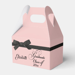 Black Bow Ribbon Rose Graduation Party Class Favour Box