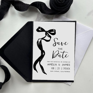 Black Bow Ribbon Save The Date Wedding Invitation