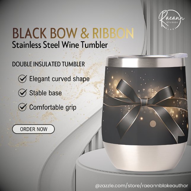 Black Bow & Ribbon Stainless Wine Tumbler (Creator Uploaded)