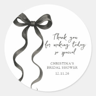 Black Bow She’s Tying The Knot Bridal Shower Classic Round Sticker
