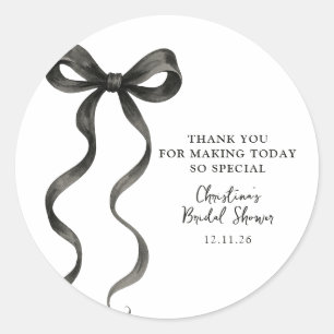 Black Bow She’s Tying The Knot Bridal Shower Classic Round Sticker