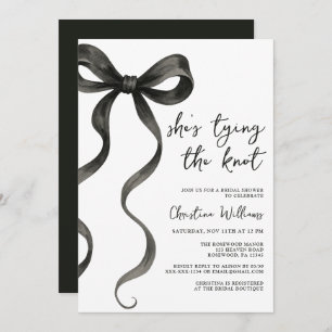 Black Bow She’s Tying The Knot Bridal Shower Invitation
