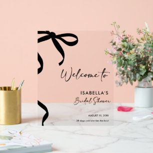 Black Bow She's Tying the Knot Bridal Shower Acrylic Sign