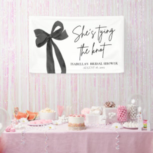 Black Bow She's Tying the Knot Bridal Shower Banner