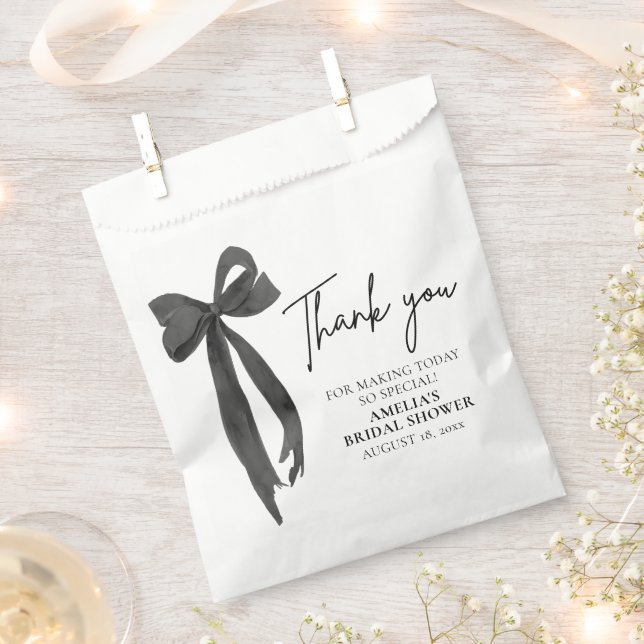 Black Bow She's Tying the Knot Bridal Shower Favour Bags (Clipped)