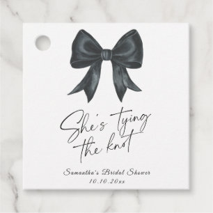 Black Bow She's tying the knot Bridal Shower Favour Tags