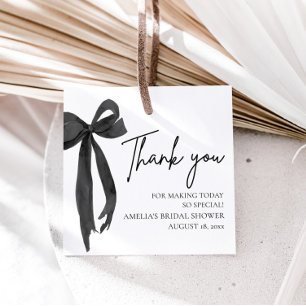 Black Bow She's Tying the Knot Bridal Shower Favour Tags