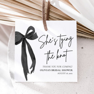 Black Bow She's Tying the Knot Bridal Shower Favour Tags