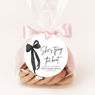 Black Bow She's Tying the Knot Bridal Shower Favour Tags