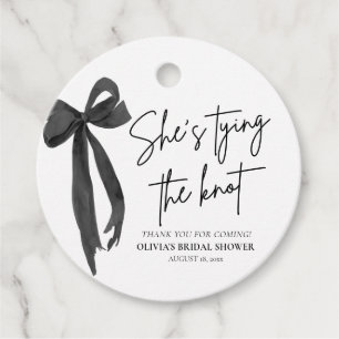 Black Bow She's Tying the Knot Bridal Shower Favour Tags