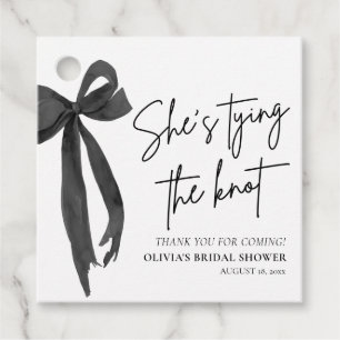 Black Bow She's Tying the Knot Bridal Shower Favour Tags