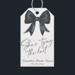 Black Bow She's tying the knot Bridal Shower Gift Tags<br><div class="desc">Watercolor black bow. She's Tying the Knot Bridal Shower.</div>
