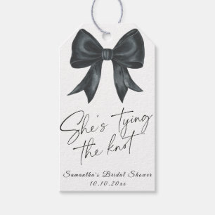 Black Bow She's tying the knot Bridal Shower Gift Tags