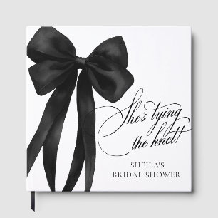 Black Bow She's Tying The Knot Bridal Shower Guest Book