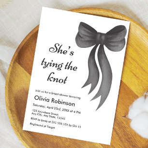 Black Bow She's Tying the Knot Bridal Shower  Invitation