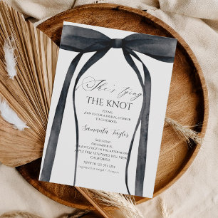Black Bow She's Tying the Knot Bridal Shower Invitation