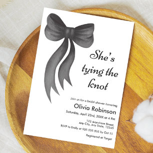 Black Bow She's Tying the Knot Bridal Shower  Invitation