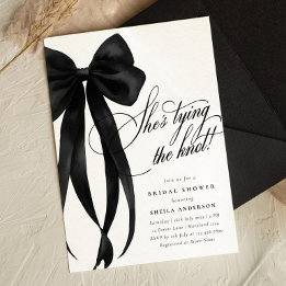 Black Bow She's Tying The Knot Bridal Shower Invitation