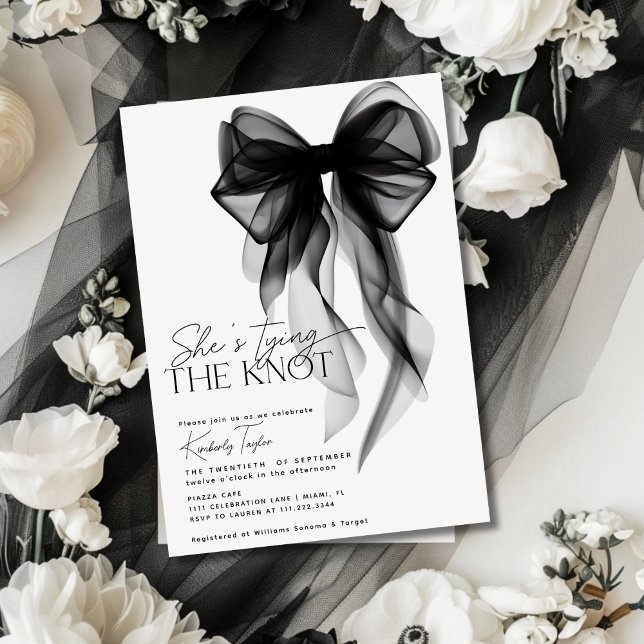 Black Bow She's Tying the Knot Bridal Shower Invitation (Creator Uploaded)