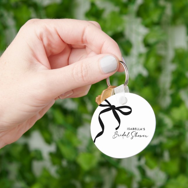 Black Bow She's Tying the Knot Bridal Shower Key Ring (Hand)