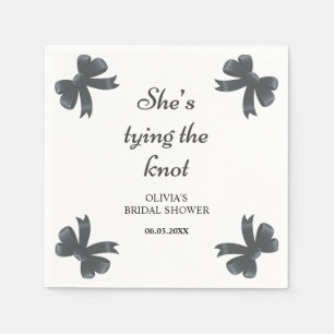 Black Bow She's Tying The Knot Bridal Shower Napkin