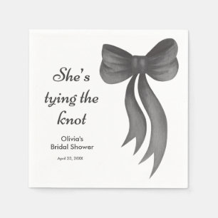 Black Bow She's Tying the Knot Bridal Shower Napkin
