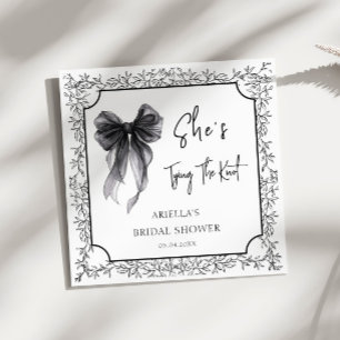Black Bow She's Tying The Knot Bridal Shower Napkin