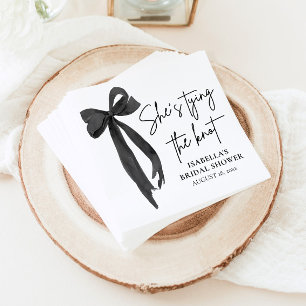 Black Bow She's Tying the Knot Bridal Shower Napkin