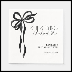 Black Bow She's Tying The Knot Bridal Shower Napkin