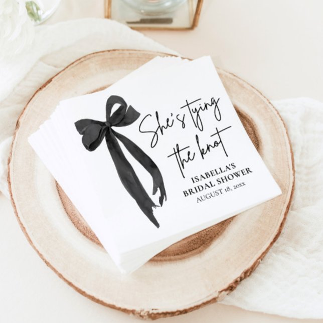 Black Bow She's Tying the Knot Bridal Shower  Napkin (Creator Uploaded)
