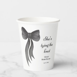 Black Bow She's Tying the Knot Bridal Shower  Paper Cups