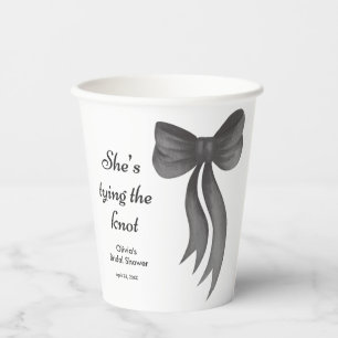 Black Bow She's Tying the Knot Bridal Shower  Paper Cups