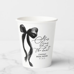 Black Bow She's Tying the Knot Bridal Shower Paper Cups
