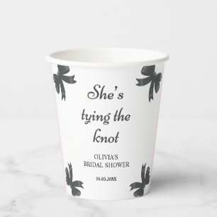 Black Bow She's Tying The Knot Bridal Shower Paper Cups