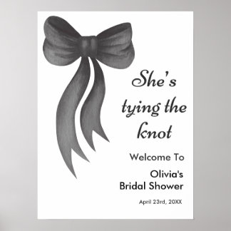 Black Bow She's Tying the Knot Bridal Shower Poster