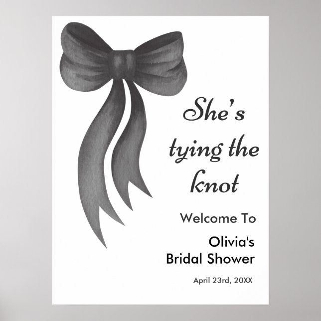 Black Bow She's Tying the Knot Bridal Shower  Poster (Front)
