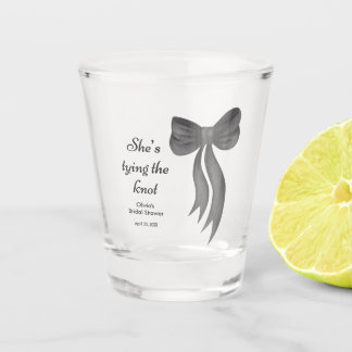Black Bow She's Tying the Knot Bridal Shower Shot Glass