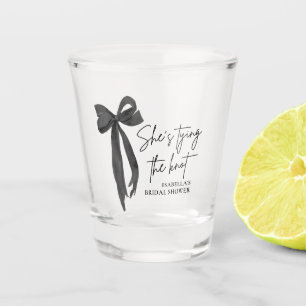 Black Bow She's Tying the Knot Bridal Shower  Shot Glass