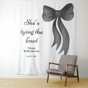 Black Bow She's Tying the Knot Bridal Shower  Tapestry