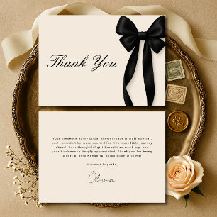 Black Bow She's Tying the Knot Bridal Shower Thank You Card
