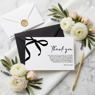 Black Bow She's Tying the Knot Bridal Shower Thank You Card