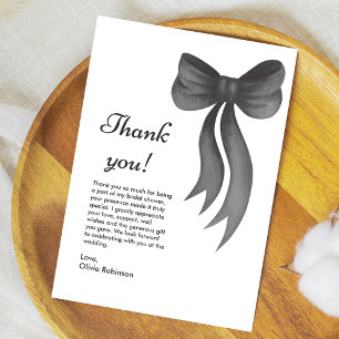 Black Bow She's Tying the Knot Bridal Shower Thank You Card